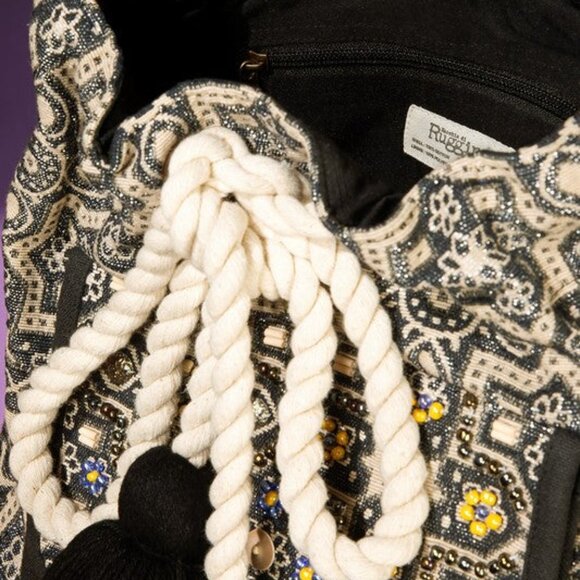 Handmade Backpack w/ a Unique Ethnic Bohemian Look - Fully Fine Cotton - Picture 9 of 13